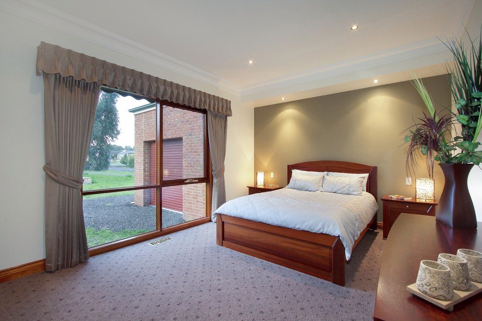 Design ideas for a farmhouse bedroom in Melbourne.