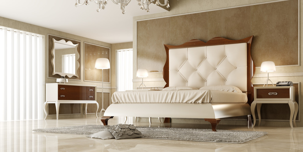 Пример оригинального дизайна: большая хозяйская спальня в современном стиле