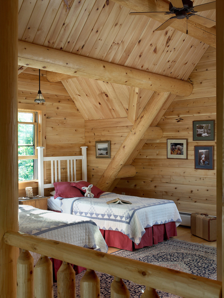 Inspiration for a rustic guest bedroom remodel in Portland Maine