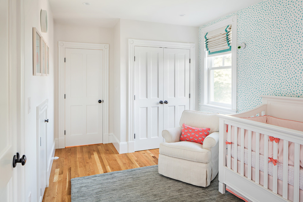 Inspiration for a small transitional dark wood floor bedroom remodel in Boston with white walls