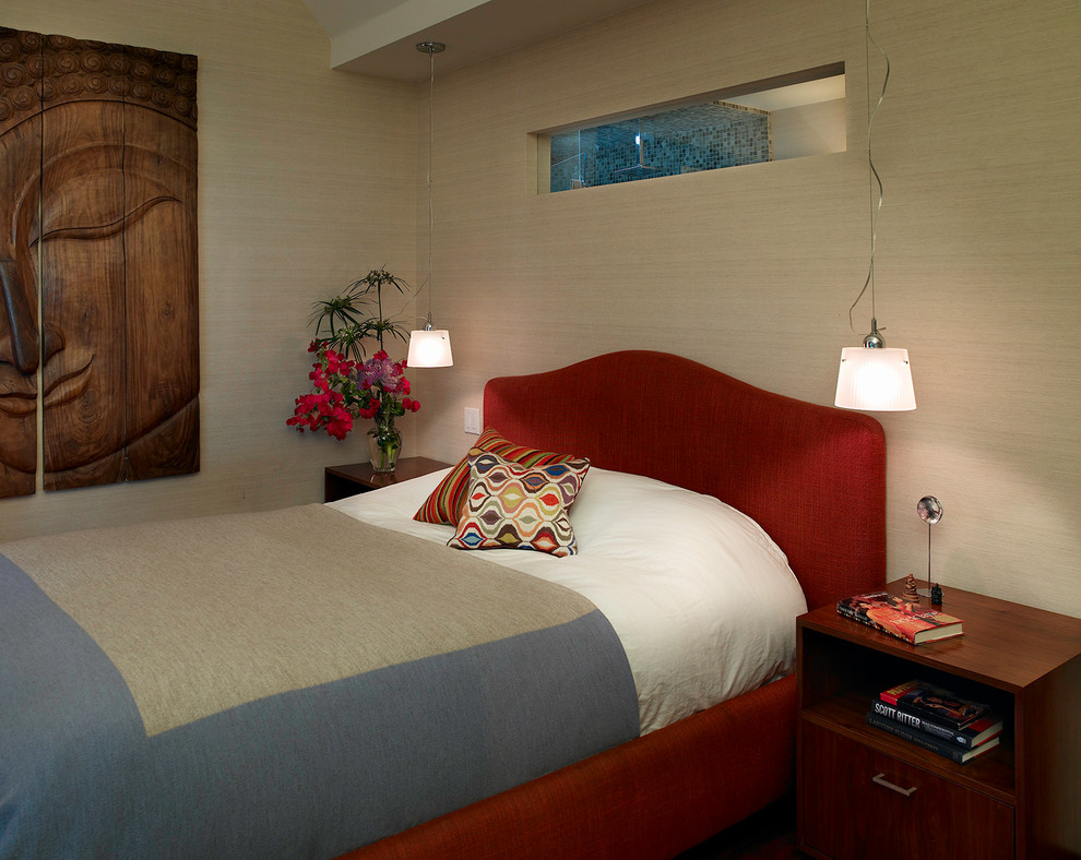 Modelo de dormitorio actual con paredes beige