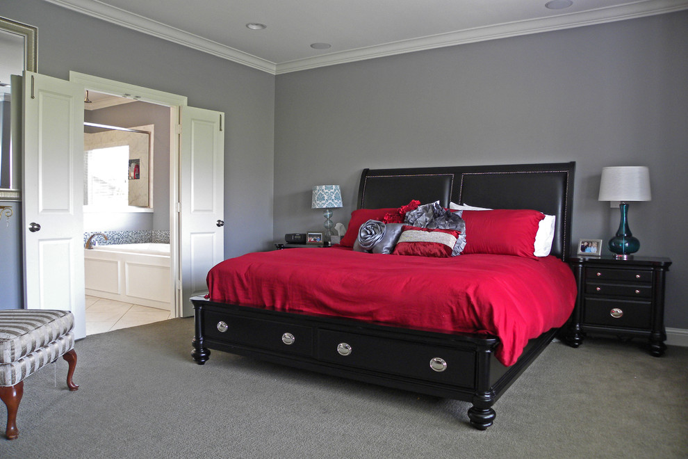 Example of a transitional bedroom design in Dallas
