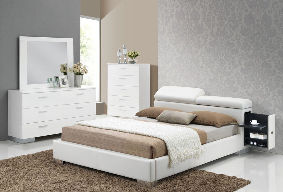 Manjot Bedroom Set, White - Contemporary - Bedroom - Los Angeles - by ...