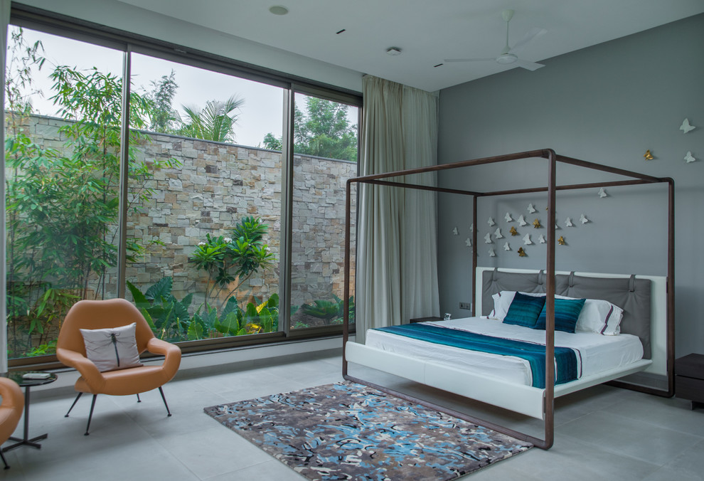 Inspiration for a modern bedroom in Hyderabad.