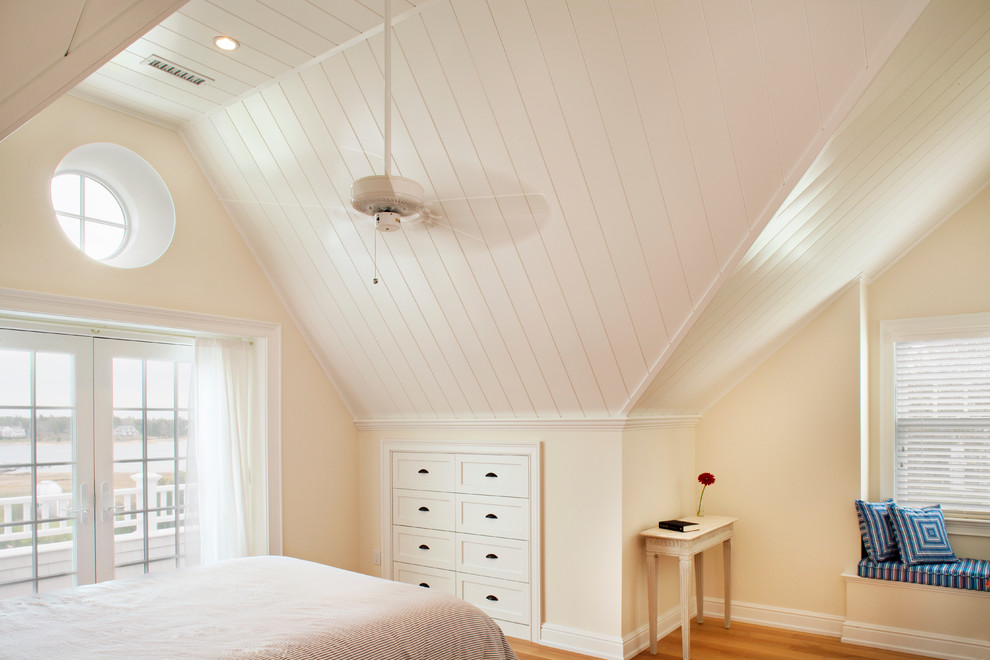 Example of a beach style bedroom design in Boston
