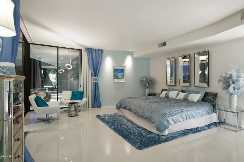 This is an example of a contemporary bedroom in Phoenix.