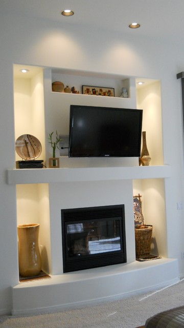 Master Bedroom Fireplace And Media Wall Contemporary Bedroom Phoenix By Native Sun Construction Houzz Uk