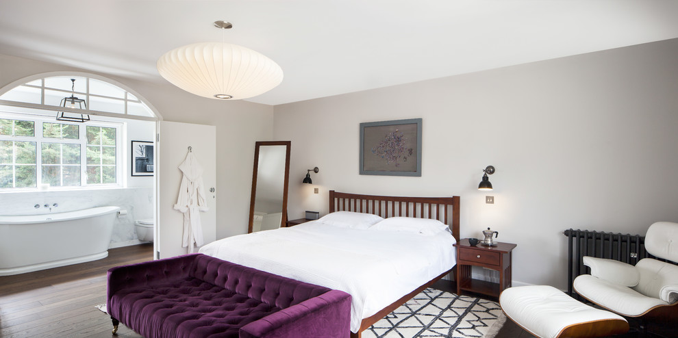 Свежая идея для дизайна: спальня в стиле ретро - отличное фото интерьера