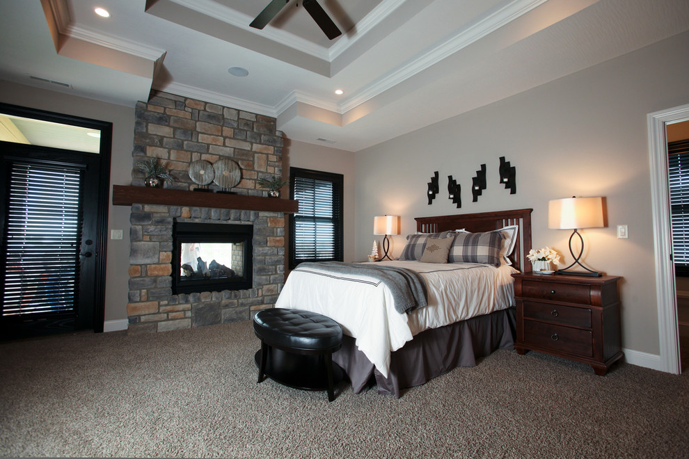 Example of a mountain style bedroom design in Dublin