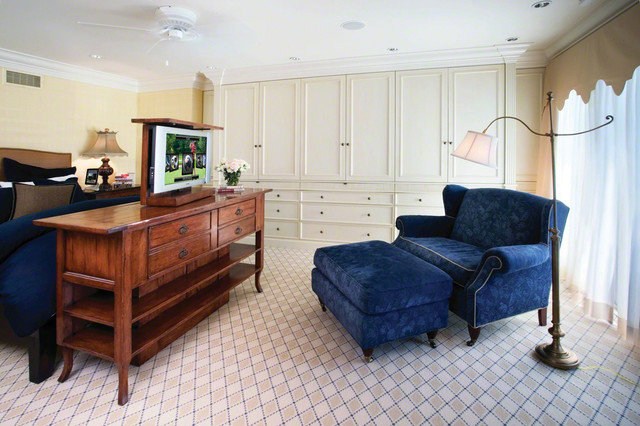 Master Bedroom With Couch And Pop Up TV - Traditional - Bedroom - New York  - by Electronics Design Group, Inc. | Houzz IE