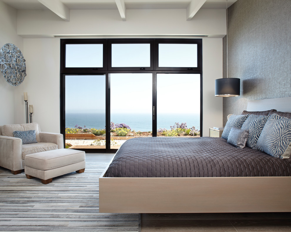 サンタバーバラにあるコンテンポラリースタイルのおしゃれな寝室のインテリア