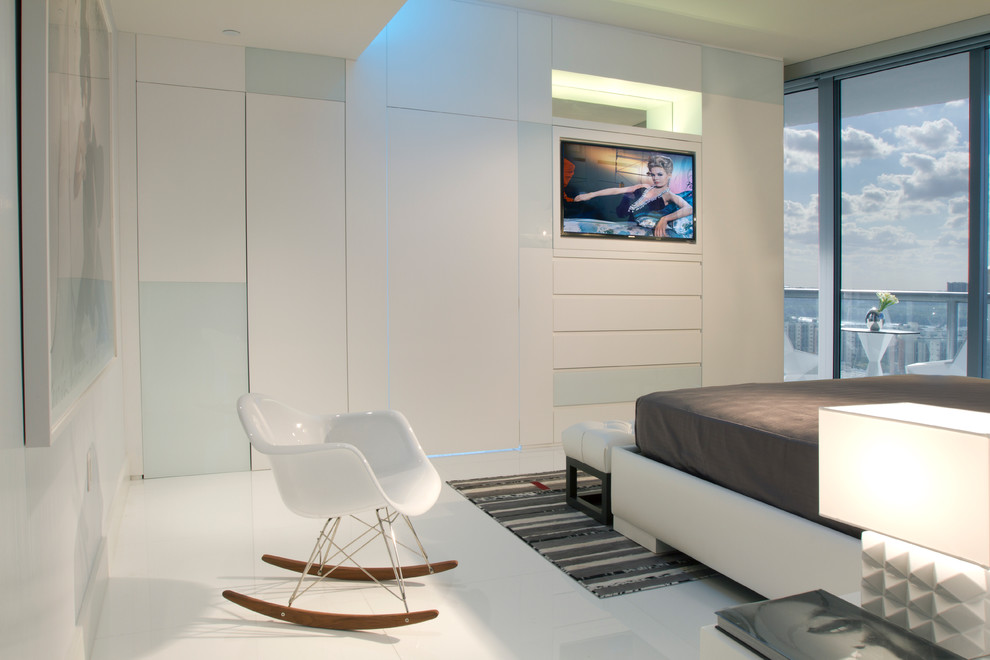 Inspiration for a contemporary bedroom in Miami.
