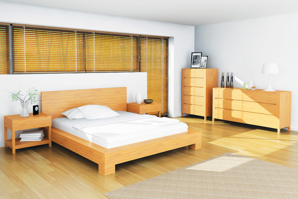 Mid-century modern bedroom photo in New York