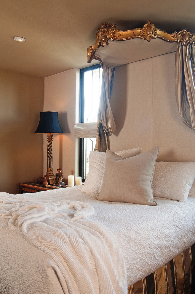 Example of a transitional bedroom design in Phoenix