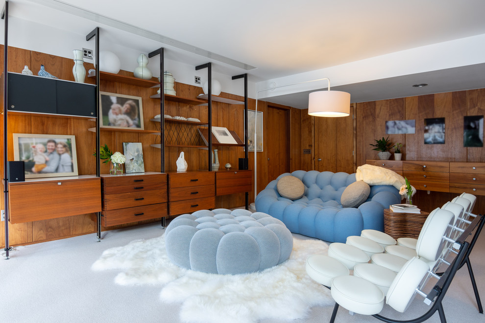 Bedroom - mid-century modern bedroom idea in Detroit