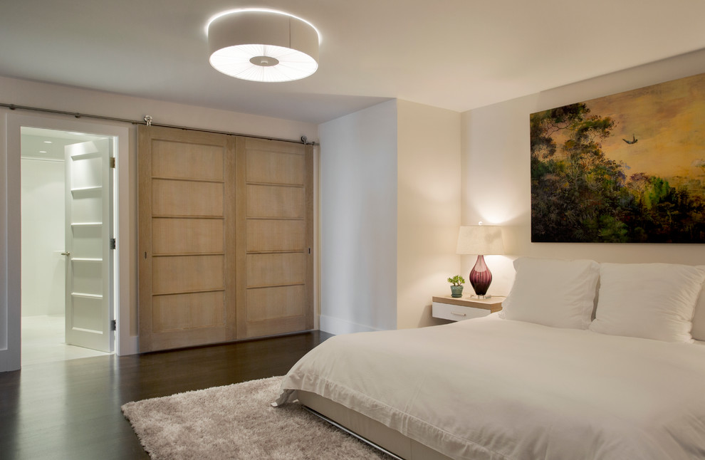Design ideas for a contemporary bedroom in Boston.