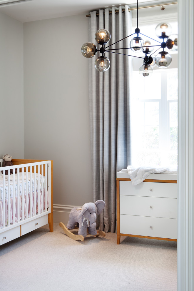 Inspiration for a mid-sized modern master carpeted bedroom remodel in San Francisco with blue walls and no fireplace