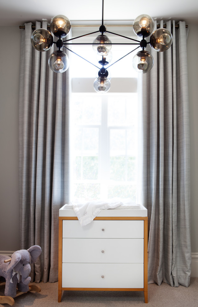 Mid-sized transitional master carpeted bedroom photo in San Francisco with blue walls