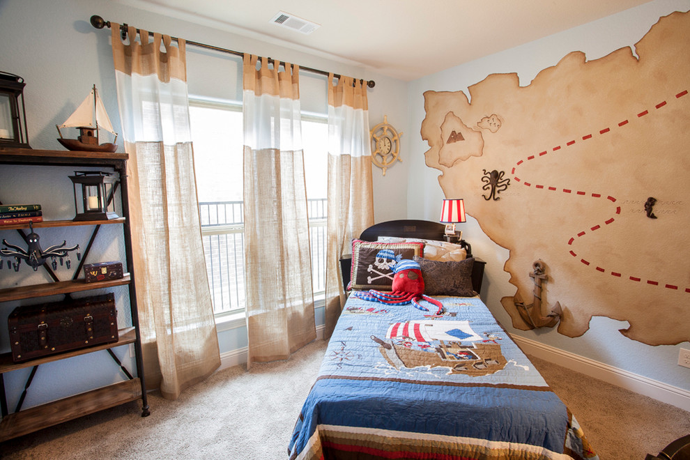 Example of a beach style bedroom design in Dallas