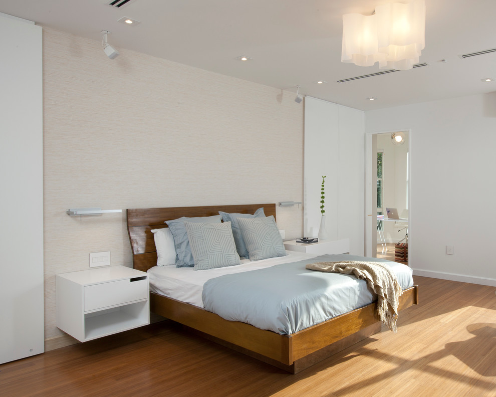 Inspiration for a modern bedroom remodel in Miami