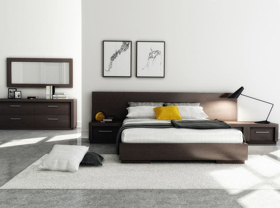 На фото: хозяйская спальня в стиле модернизм