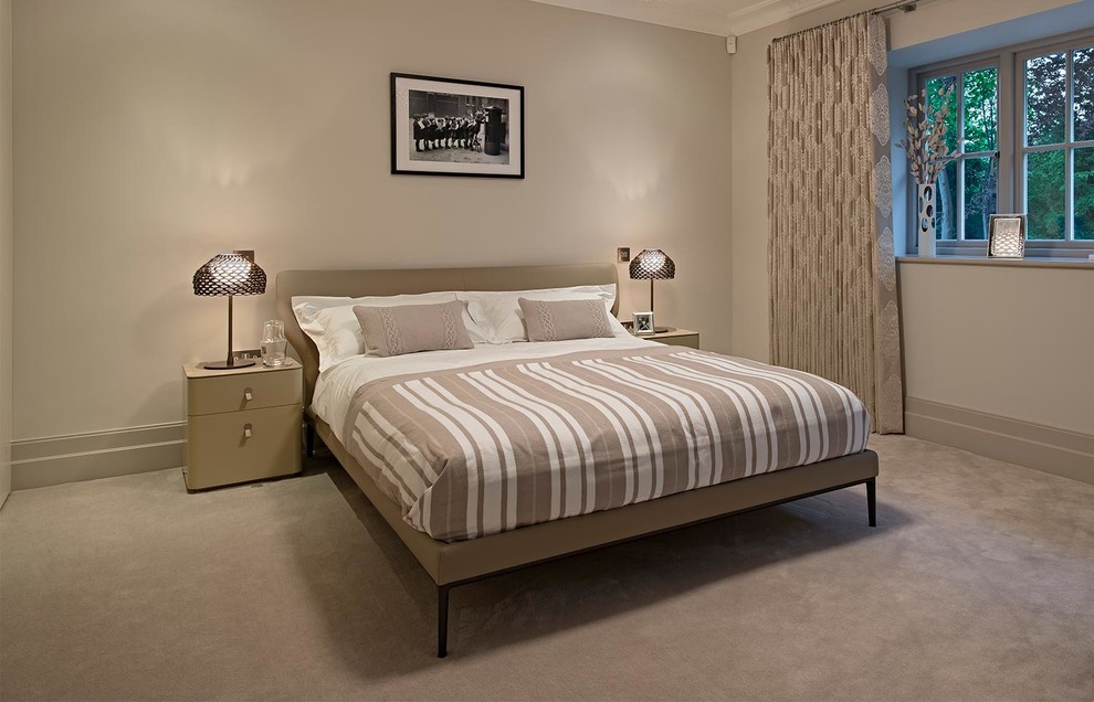 Photo of a contemporary bedroom in Cheshire.