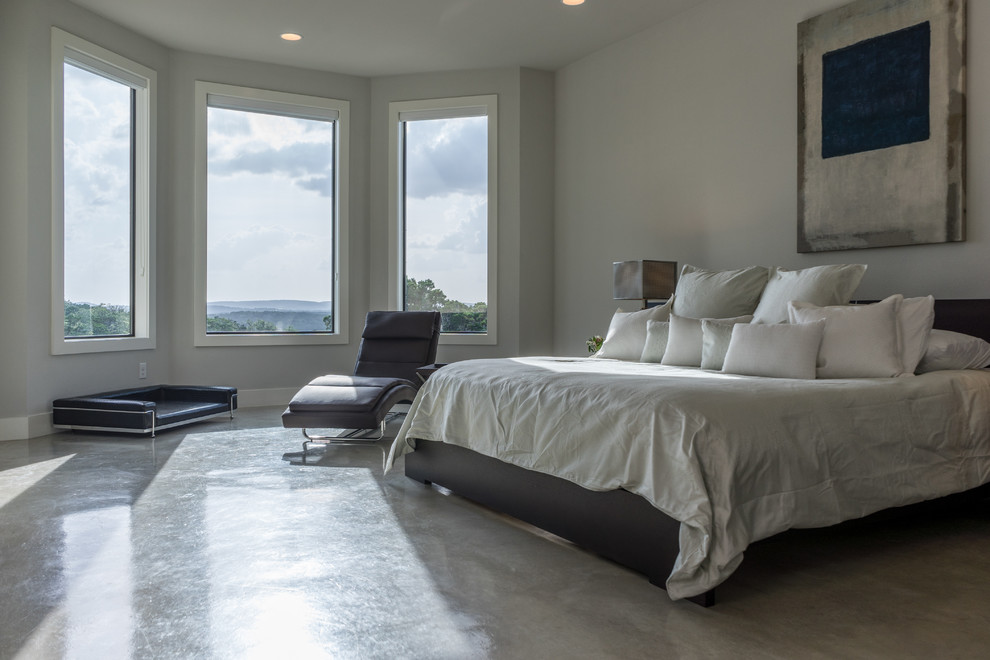 This is an example of a modern bedroom in Austin.