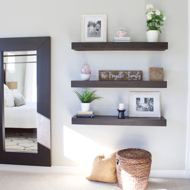 Modern Farmhouse Open Shelving Country Bedroom Seattle by