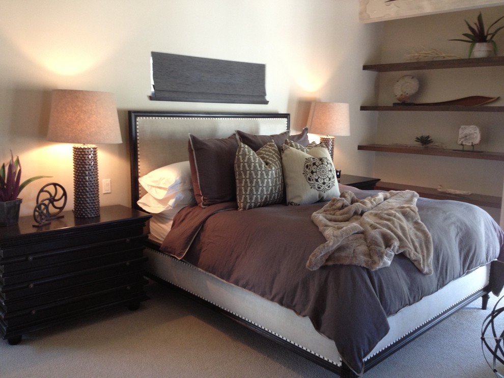 Example of a farmhouse bedroom design in Santa Barbara