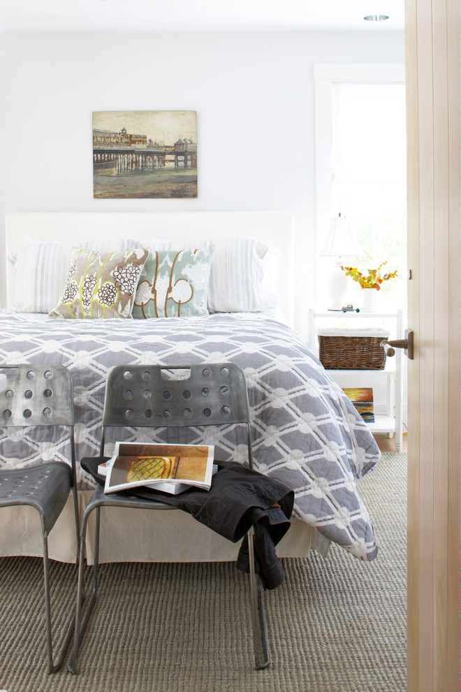 Idéer för vintage sovrum, med vita väggar