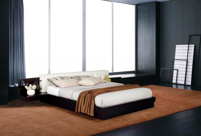 Modern Platform Bed w/ Air-Lift Storage and Built in Rail Nightstands -  Contemporary - Bedroom - Los Angeles - by EuroLux Furniture | Houzz IE