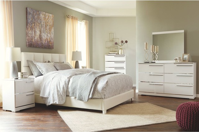 Dolante Upholstered Bed Frame Beige Queen Asian Bedroom