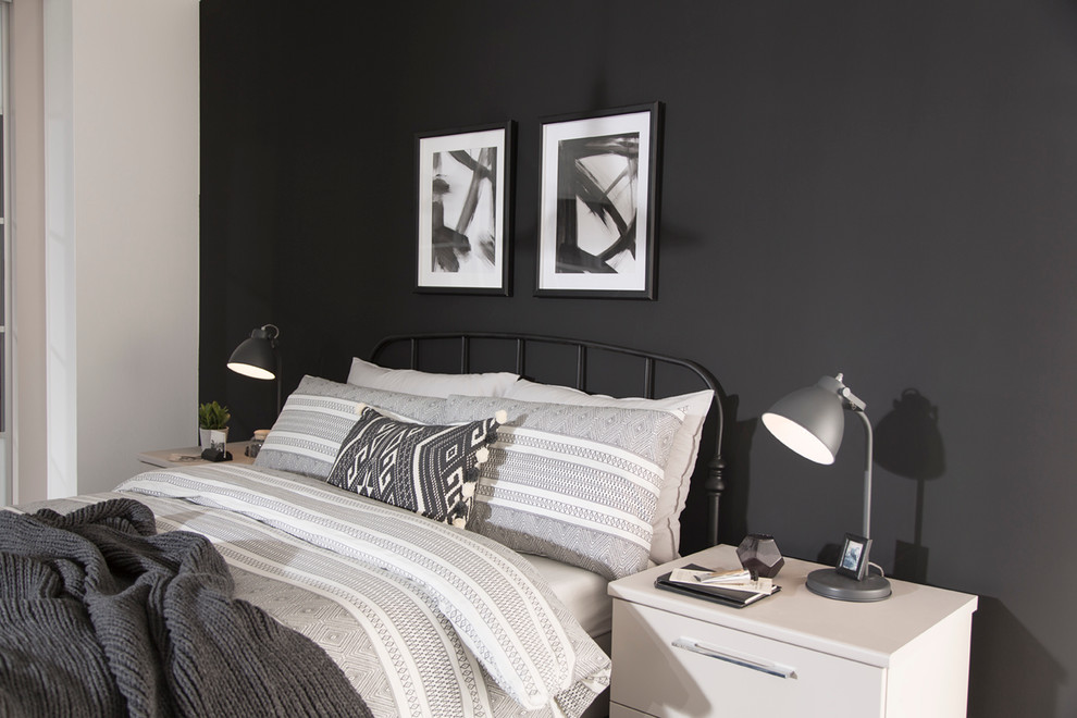 Photo of a contemporary bedroom in West Midlands.