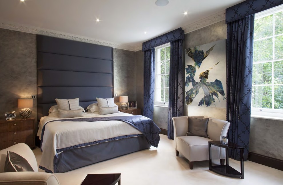 Example of a minimalist bedroom design in London