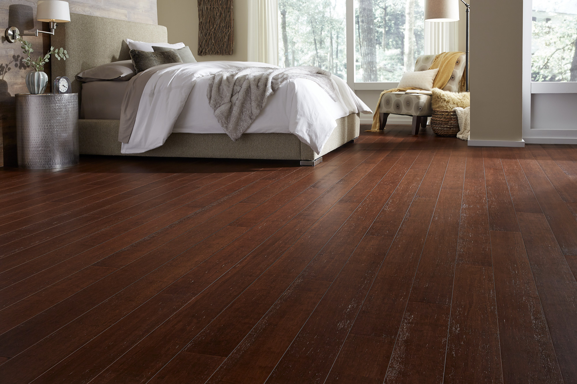 Morning Star Bamboo- 1/2" x 5-1/8" Warm Cognac Strand Stained Solid  Distress - Contemporary - Bedroom - Other - by LL Flooring | Houzz