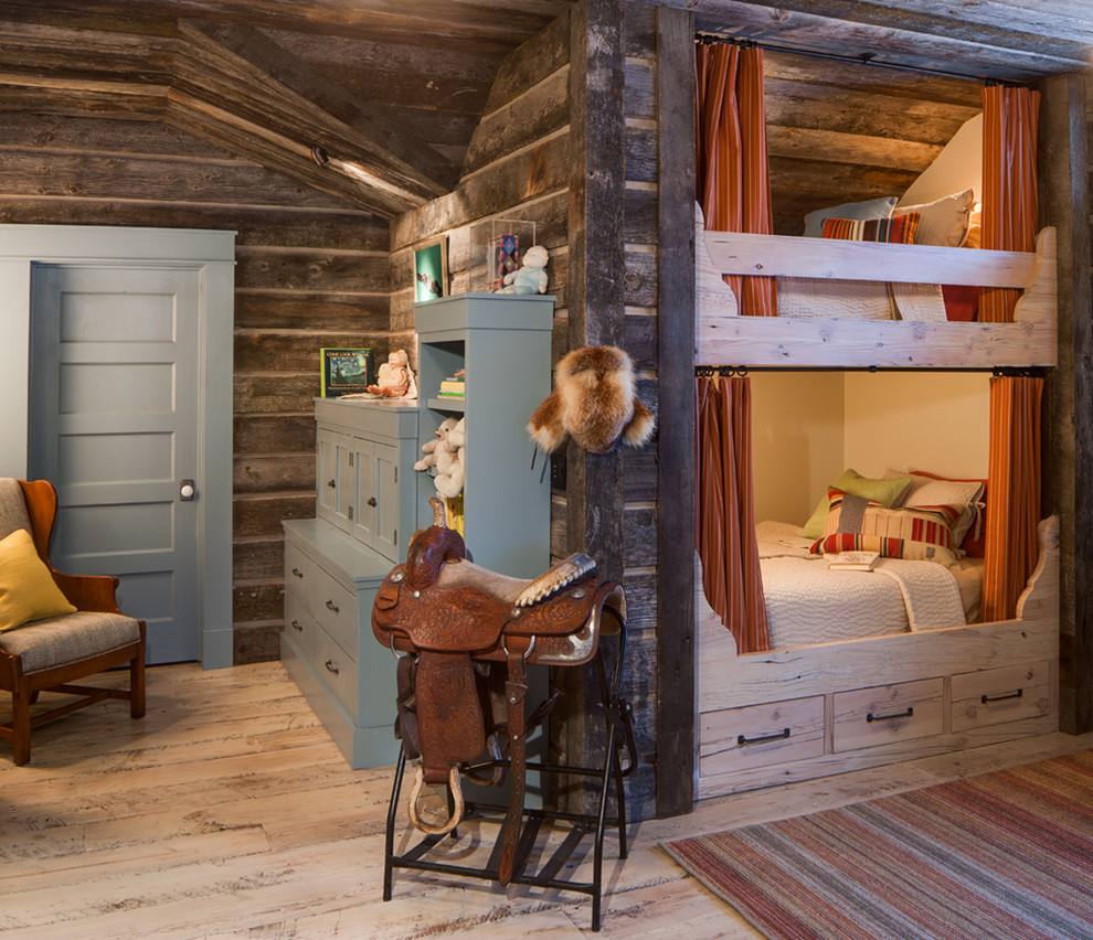Design ideas for a large rustic bedroom in Salt Lake City.