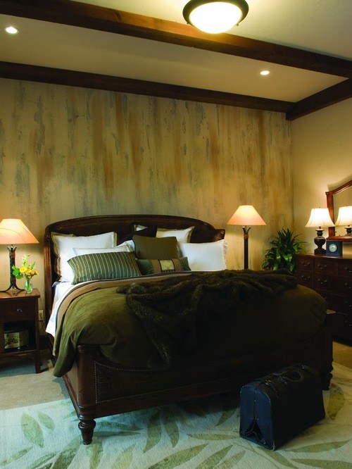 Inspiration for a rustic guest carpeted bedroom remodel in Denver with beige walls