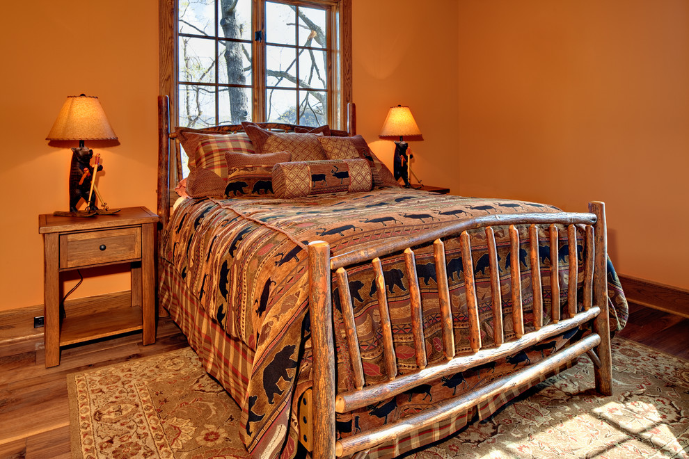 Design ideas for a rustic bedroom in Other.