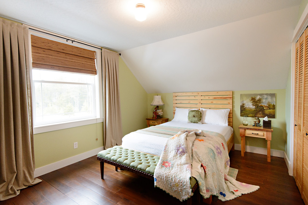 Bedroom - traditional bedroom idea in Seattle with green walls
