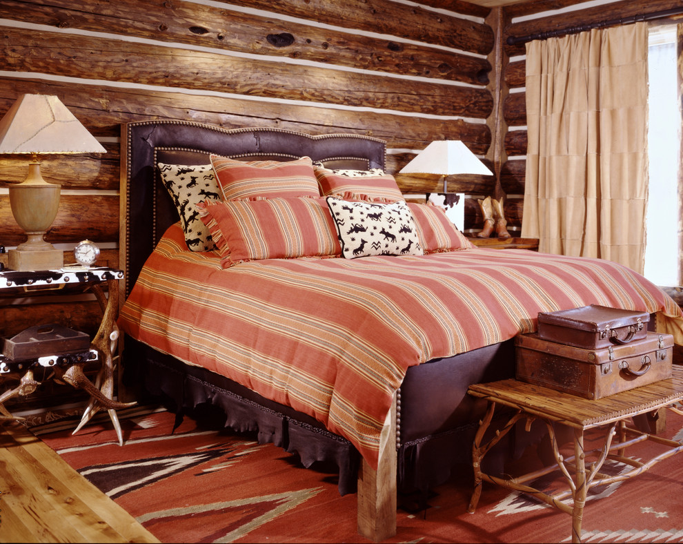 Design ideas for a rustic bedroom in Denver.