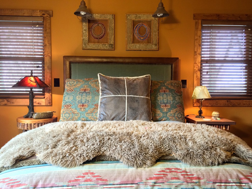 Inspiration for a rustic bedroom in Charlotte.
