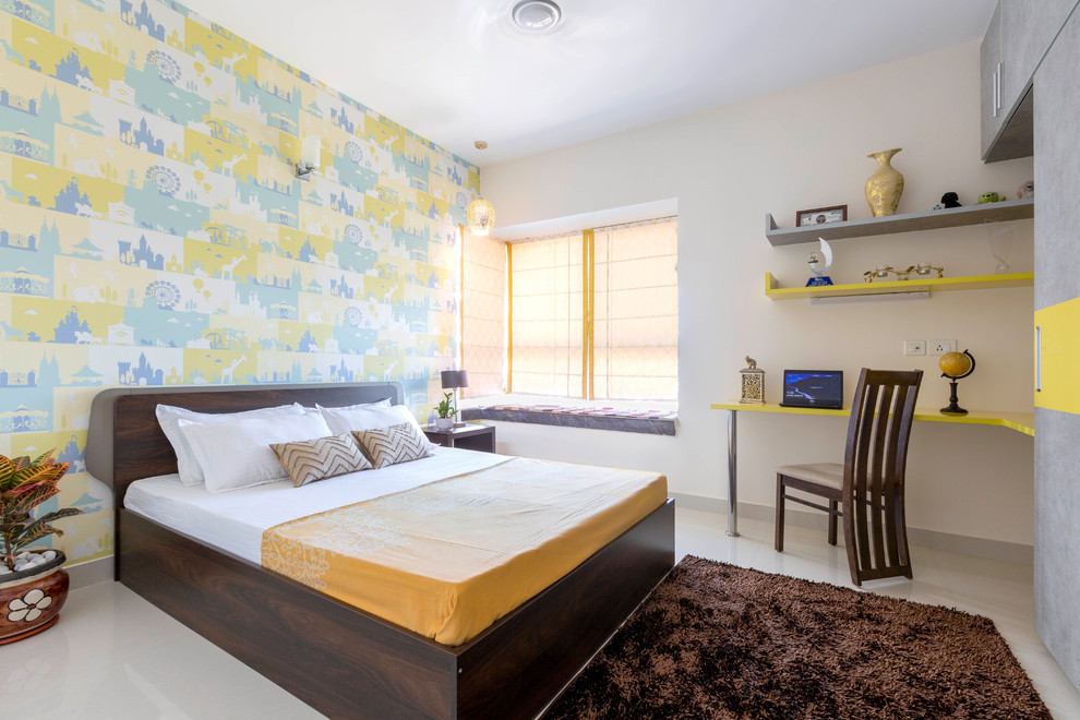 World-inspired bedroom in Bengaluru.
