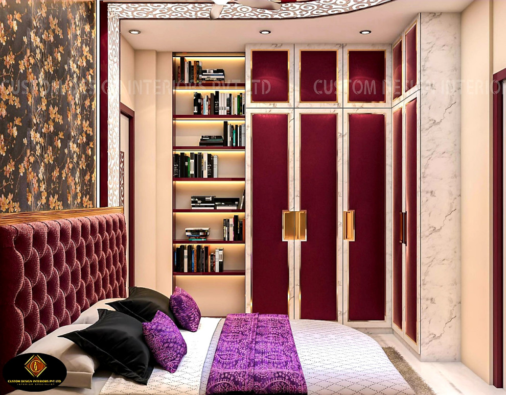 Ms Priya’s Modern Luxury Maroon Red Bedroom | Alipur, Kolkata | CDI - Modern - Bedroom - Kolkata ...