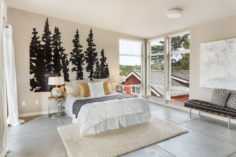 Contemporary bedroom in Seattle.