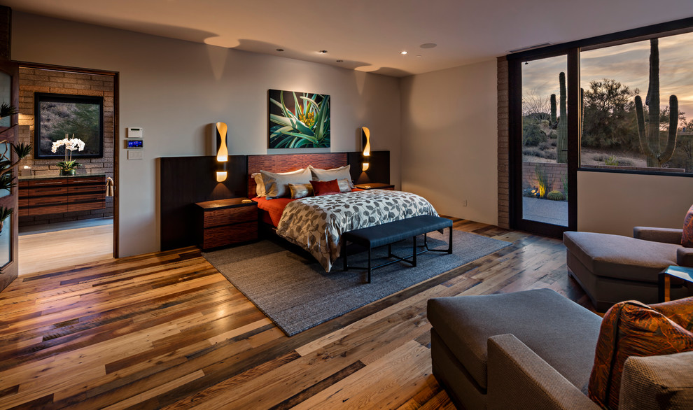フェニックスにあるコンテンポラリースタイルのおしゃれな寝室のレイアウト