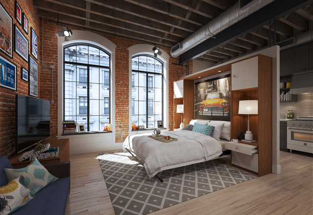 Murphy Wall Bed Loft Industrial Bedroom Vancouver by
