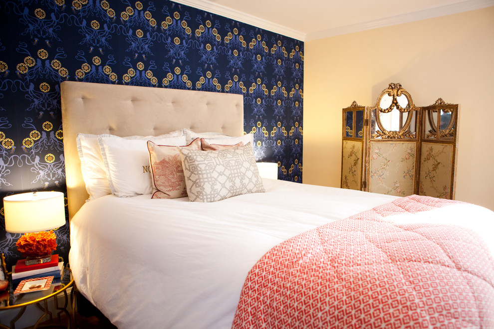 Bedroom - eclectic bedroom idea in Boston with beige walls
