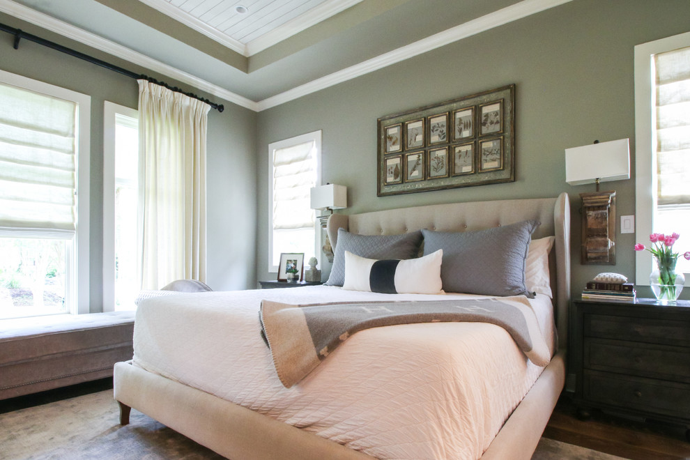 Inspiration for a romantic grey and cream bedroom in Other.