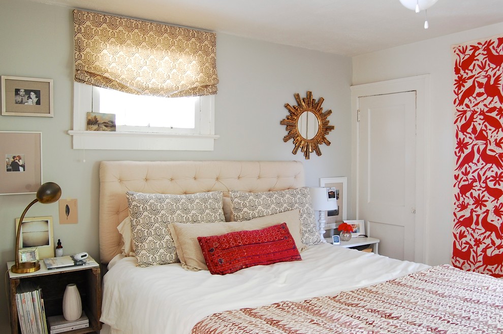 Bedroom - eclectic bedroom idea in New York with gray walls and no fireplace