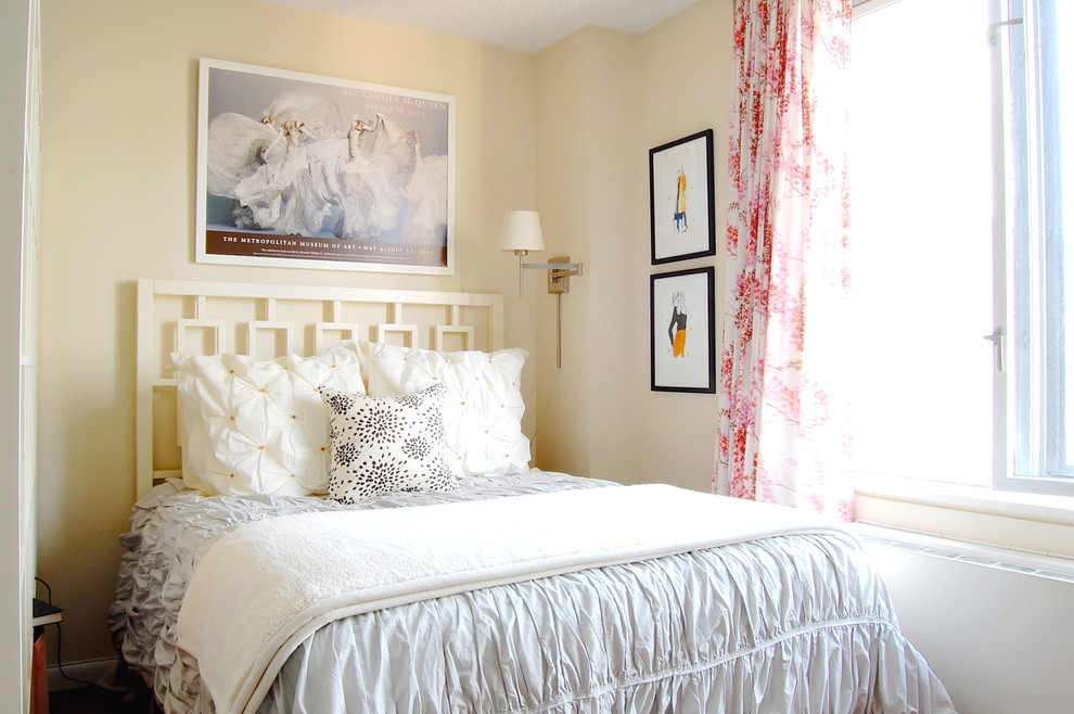 Cottage chic bedroom photo in New York with beige walls and no fireplace